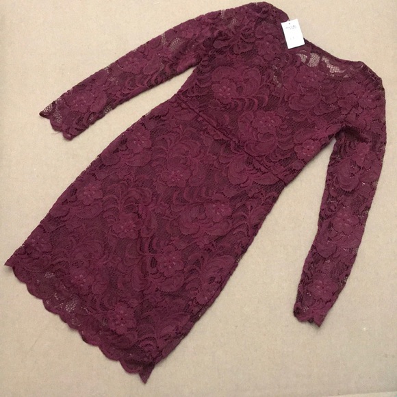 NEW Maroon Midi Lace Dress - Picture 2 of 2